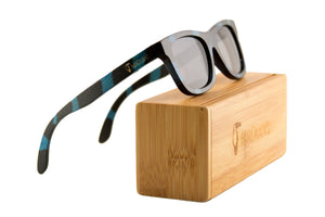 Black/Blue "Adventure II" Bamboo Polarized Sunglasses