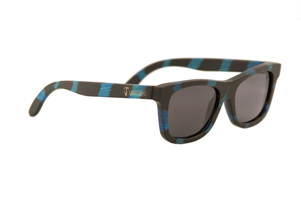 Black/Blue "Adventure II" Bamboo Polarized Sunglasses